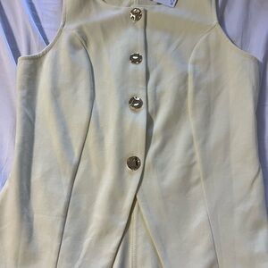 Primark Yellow Sleeveless Top with Gold Button Down vest